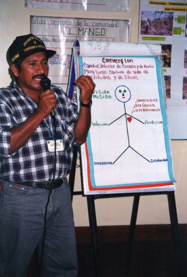 Campesino farmer leading a farmer to farmer training session in Mexico by Eric Holt-Gimenez